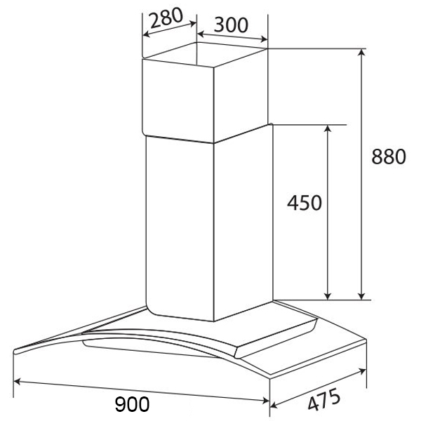 M&aacute;y h&uacute;t m&ugrave;i Kaff KF-GB029 - K&iacute;ch thước lắp đặt sản phẩm