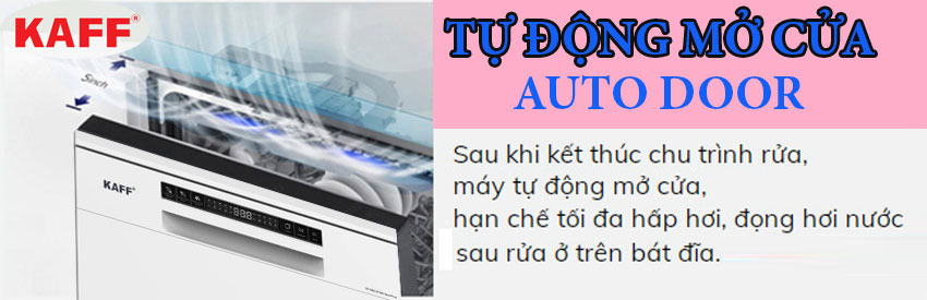 M&aacute;y Rửa Ch&eacute;n Kaff KF-SBL775W New Plus h&eacute; mở cửa tự động